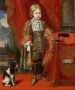 unknow artist Kaiser Joseph I. (1678-1711) im Alter von sechs Jahren mit einem Hund, in ganzer Figur painting